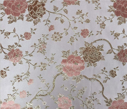 Gold Thread Peony Jacquard Fabric: 3D Floral Upholstery, Prom Dress Sewing, 55" Wide