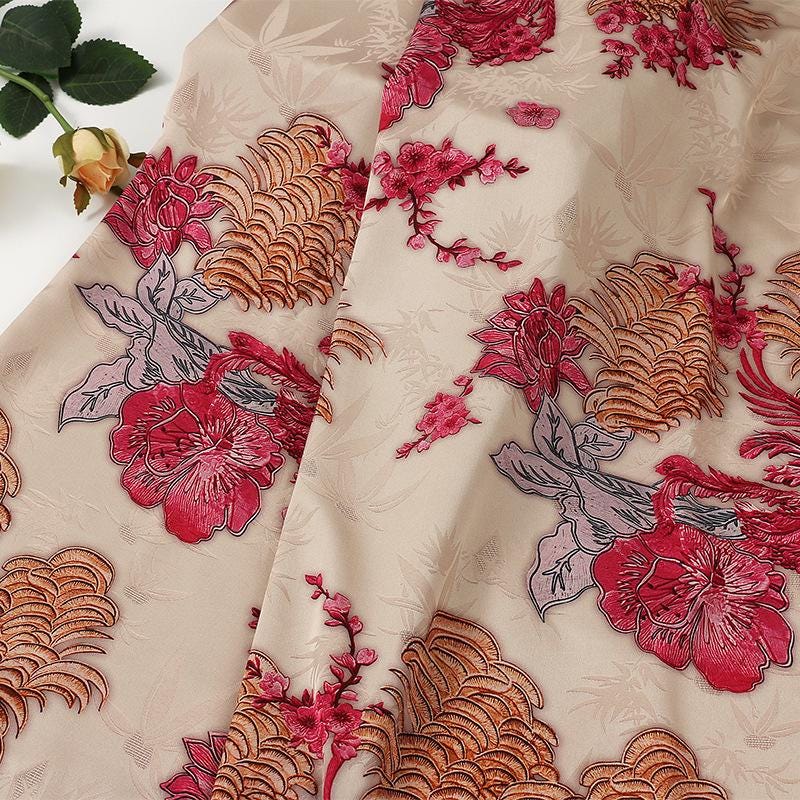 Satin Jacquard Fabric: 59"W Digital Print Shantung Silk - Upholstery, Costume, Drapery