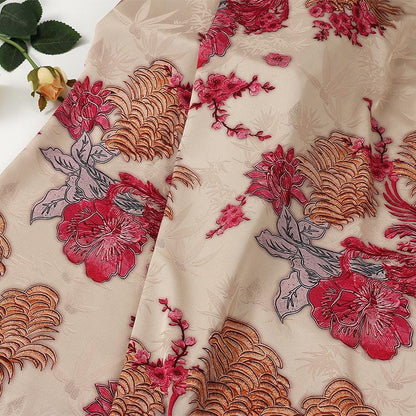 Satin Jacquard Fabric: 59"W Digital Print Shantung Silk - Upholstery, Costume, Drapery