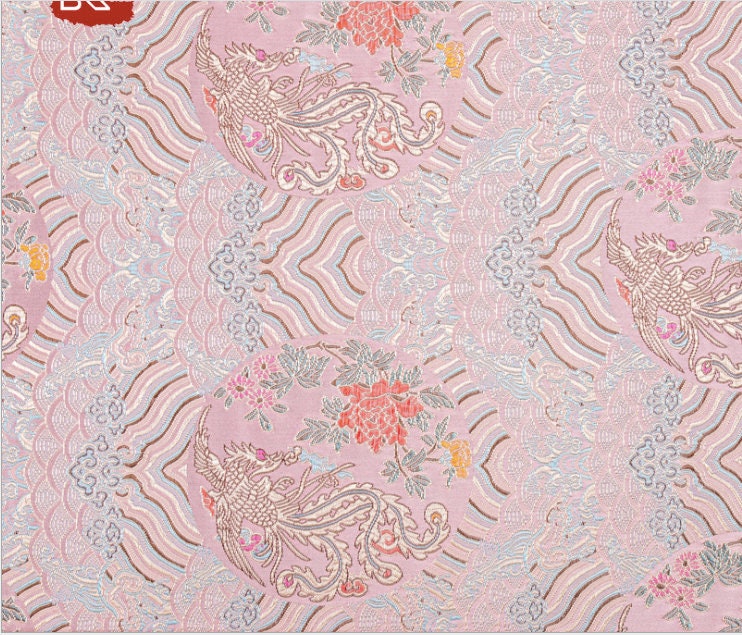 Phoenix Brocade Fabric: Sea Wave Silk Rayon Jacquard (29.5"/75cm)