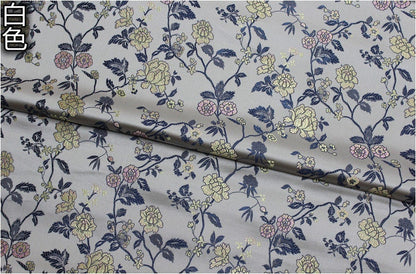 Floral Brocade Fabric: Chinese Style Silk Rayon Blend, 29.5" Wide