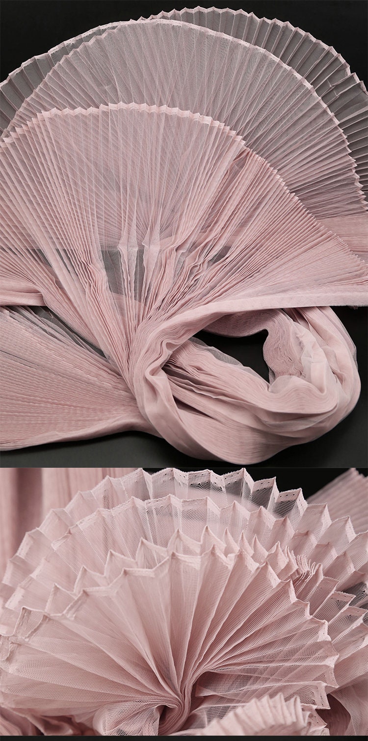 Pleated Organza Fabric: 63" Wide Stiff Texture Designer Material