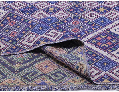 Woven Jacquard Plaid Fabric: Ethnic Boho Upholstery Textile