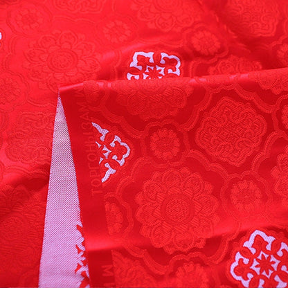 Red & Blue Floral Brocade Fabric: 29.5"W Rayon Cheongsam Material