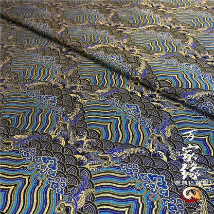Wave Silk Brocade Fabric: Jacquard Damask, Upholstery & Costume (29.5"W)