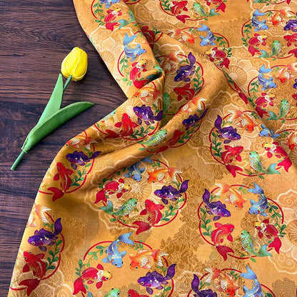 Colorful Fish Jacquard Fabric ��� Silk Ble" Wide