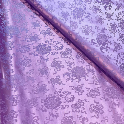 Silk Brocade Fabric: Mongolian Tibetan Double Fish Design, 29.5" Wide