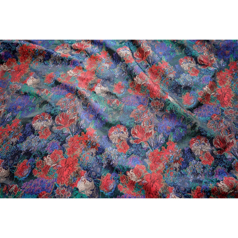Autumn Floral Jacquard Fabric: Retro Palace Style, 62" Wide
