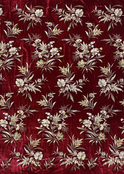 Tissu velours brodé de sequins ��� Motifs floraux Desi" Large