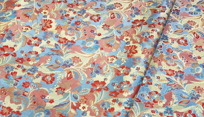 Pink Floral Brocade Fabric: Reversible Rayon Damask, 59" Wide