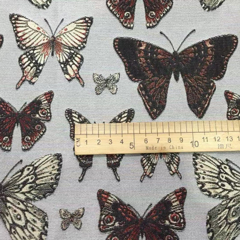 Butterfly Jacquard Fabric: 3D Texture Gold Thread Polyester, 65" Wide