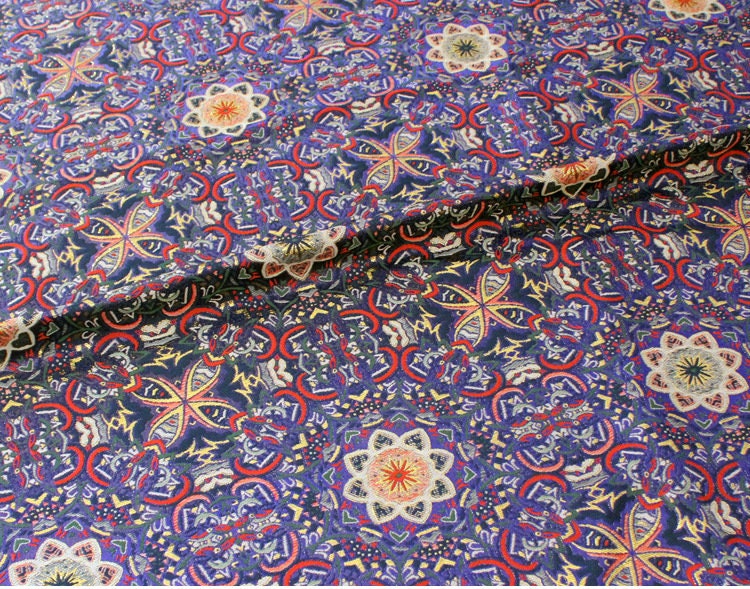Exotic Thangka Pattern Brocade Fabric: Tibetan Jacquard Satin