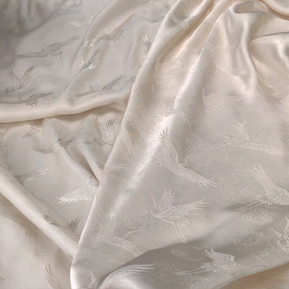 Crane Jacquard Satin Fabric: 59" Wide Antique Chinese Cosplay Sewing Fabric