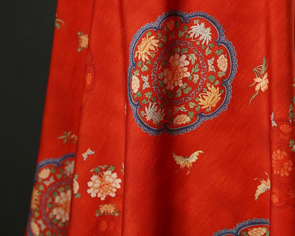 Floral Rayon Cotton Blend Fabric: Red Upholstery, Costume, & Sewing - 59"W