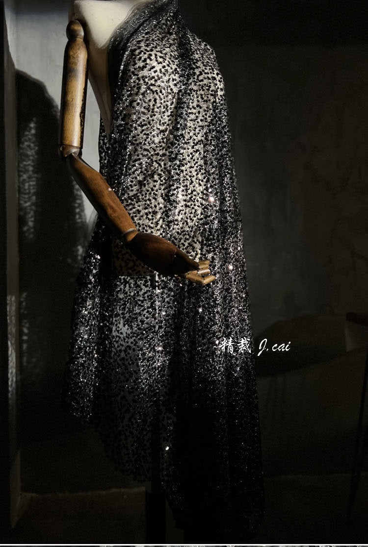 Fish Scale Sequin Mesh Fabric, 59"W Laser Jacquard, Prom Dress Sewing