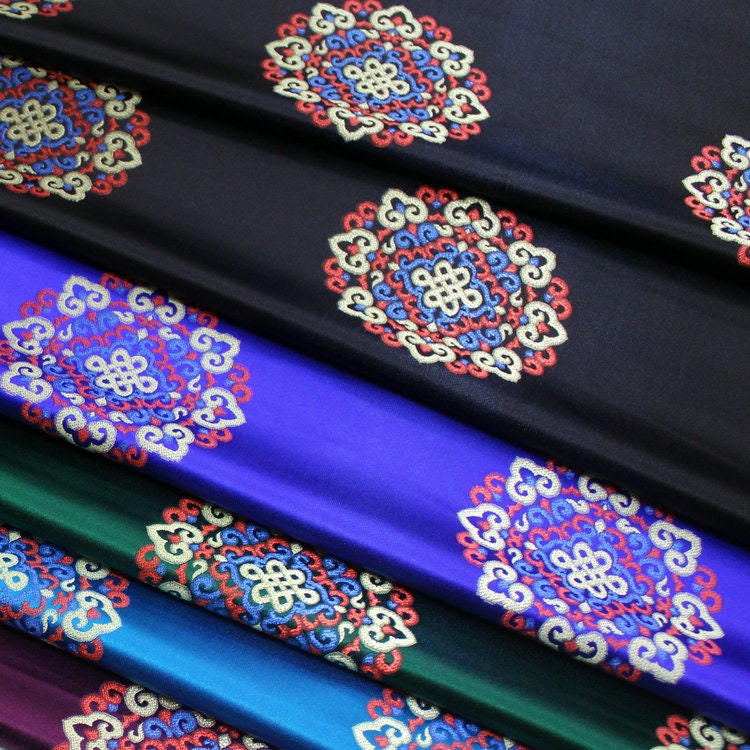 Chinese Brocade Fabric: Mongolian Gown Robe Decoration (29.5"W)