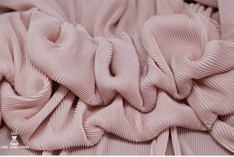 Pleated Striped Satin Fabric: Silky Crinkle Drape, 63" Wide