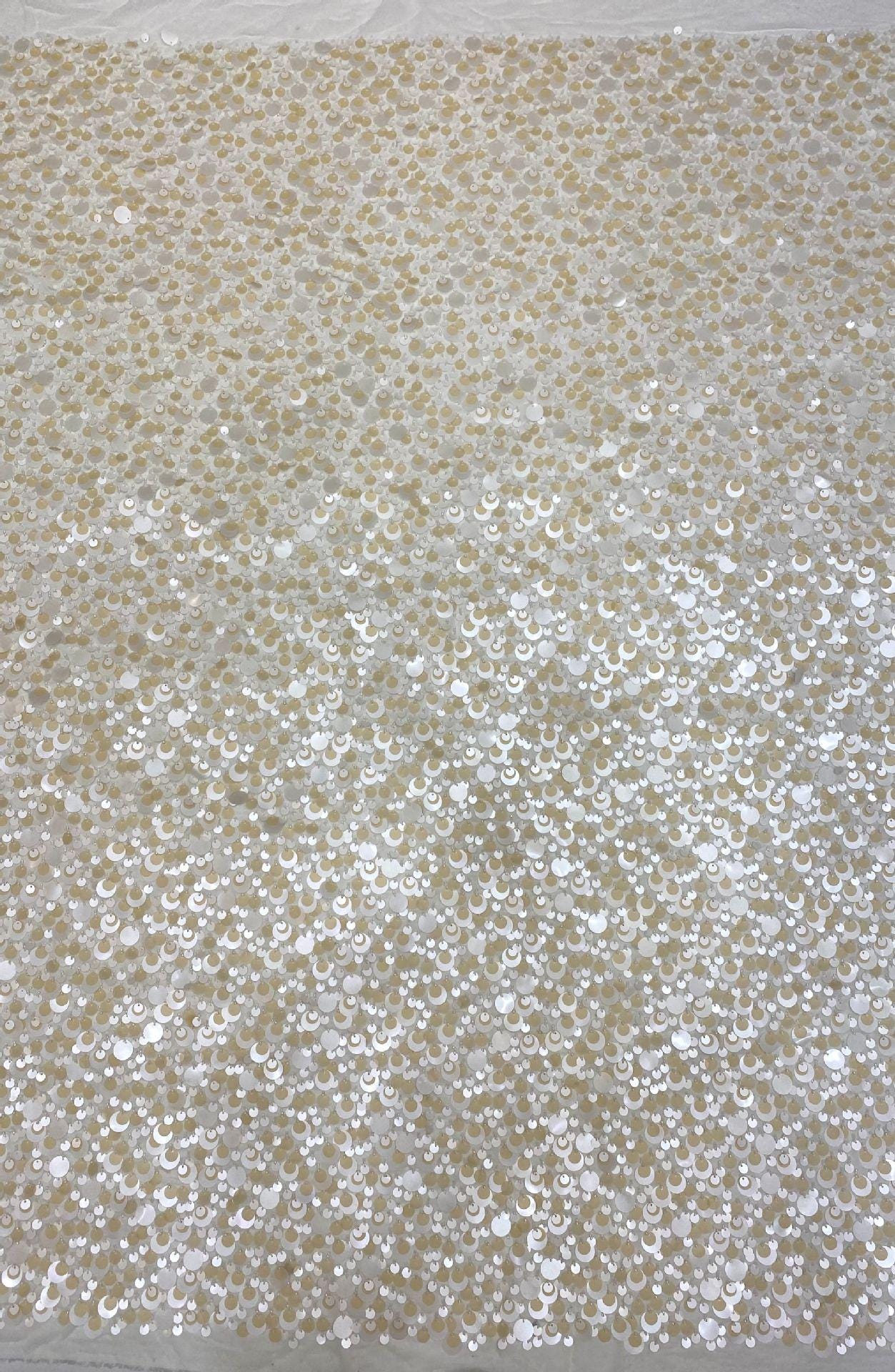 Beaded Sequin Chiffon Fabric: Elegant Party Dress Material (49" Wide)
