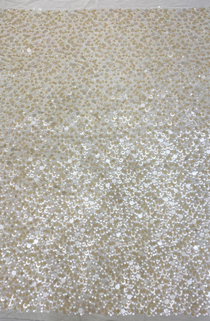 Beaded Sequin Chiffon Fabric: Elegant Party Dress Material (49" Wide)