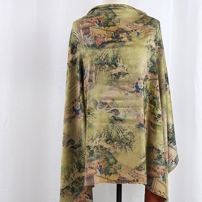 Botanical Print Fabric: Red Cloud Yarn, Ancient Patterns (59"W)