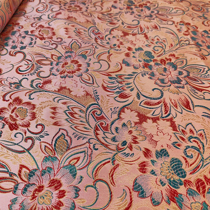 Tissu brocart à fleurs de pivoine : tissu de couture en rayonne pour cheongsam de 45 pouces de large