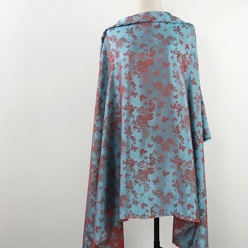 Floral Tea Silk Satin Fabric - 59"W Digital Print