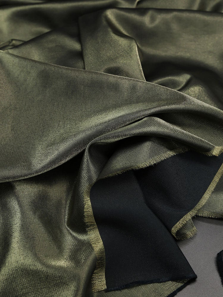 Glitter-Glazed Silk Satin Fabric: Gradient Silky Dress Material, 58" Wide