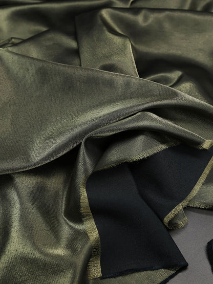Glitter-Glazed Silk Satin Fabric: Gradient Silky Dress Material, 58" Wide
