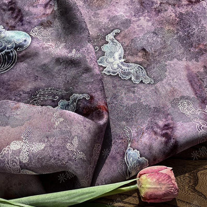Tissu de soie Butterfly Dream - Jacquard Xiangyun Gambiered Canton Gauze, 150 cm de large