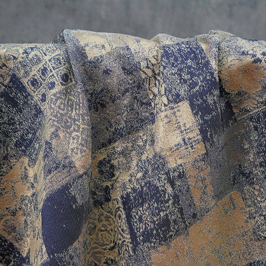 Tissu jacquard patchwork géométrique vintage vieilli - Tissu texturé pour patchwork, couture, loisirs créatifs, décoration intérieure - Large