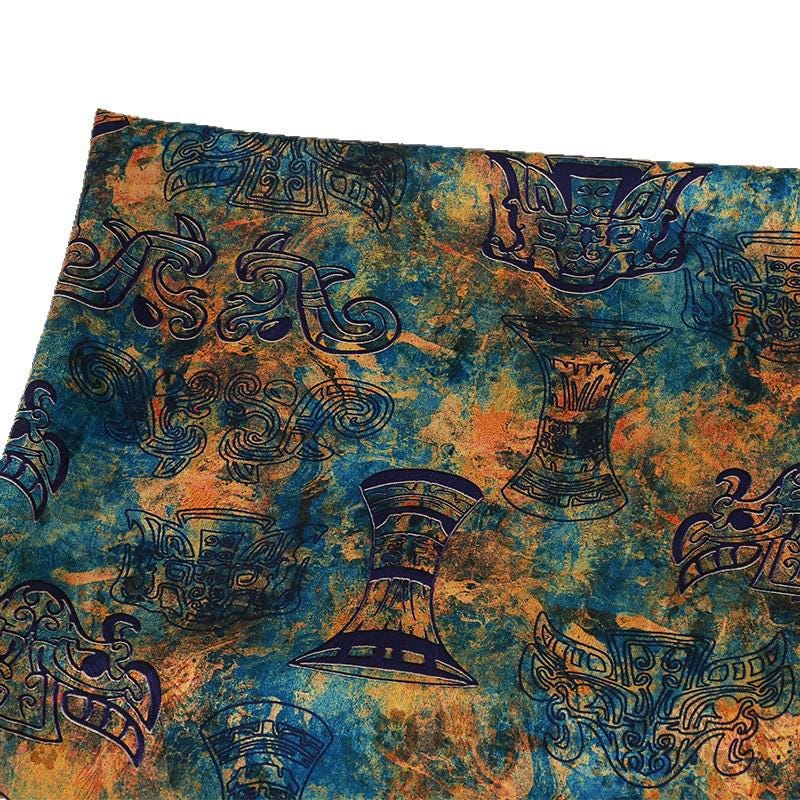 Bronze Jacquard Fabric - Iridescent Landscape Satin Tea Silk, 59"W