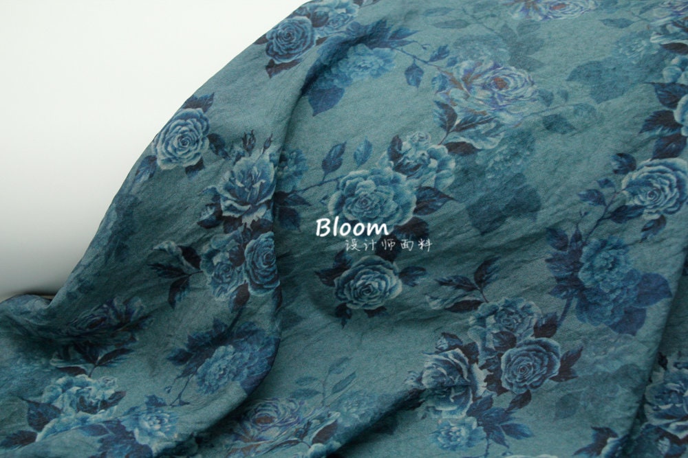Tissu lin Tencel chanvre soyeux rose bleu : Couture et loisirs créatifs