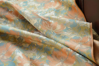 Tissu jacquard à motif floral : Feuilles d'automne, style peinture à l'huile, 157 cm de large