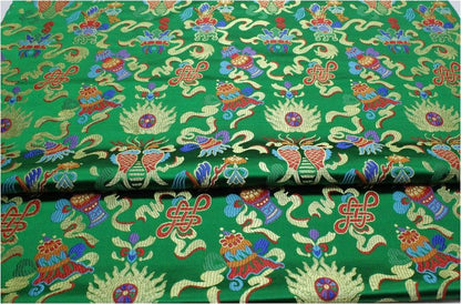 Pisces Double Fish Silk Brocade Fabric: Cheongsam Fabric, Home Decor - Poppylollipop