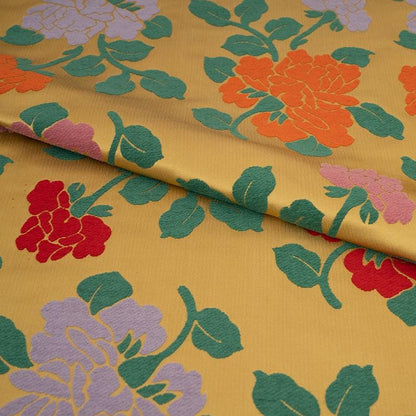 Floral Jacquard Velvet Satin Fabric: Japanese Wedding Drapery, 58"W