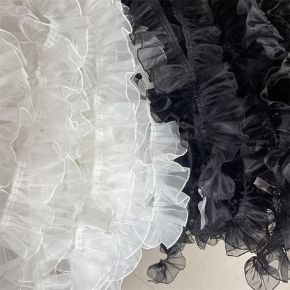 Pleated Organza Lace Trim: Ruffled Fabric, 2.7" Width