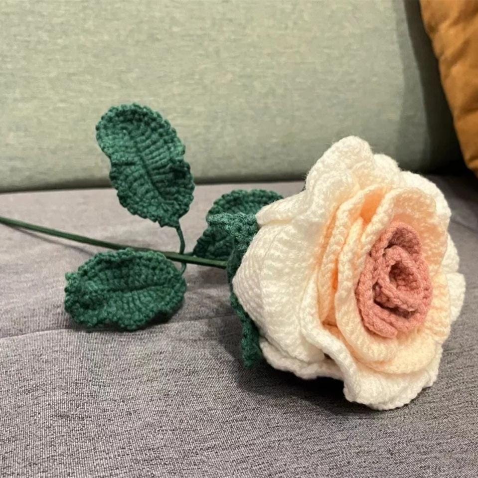 Kit de bouquet de roses au crochet à faire soi-même : kit de matériel pour la confection de fleurs tissées à la main