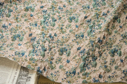 Vintage French Jacquard Fabric: 3D Floral Texture, Upholstery & Sewing, 53" Wide