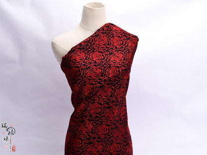 Rose Brocade Fabric: Chinese Style Rayon Qipao Cheongsam Material