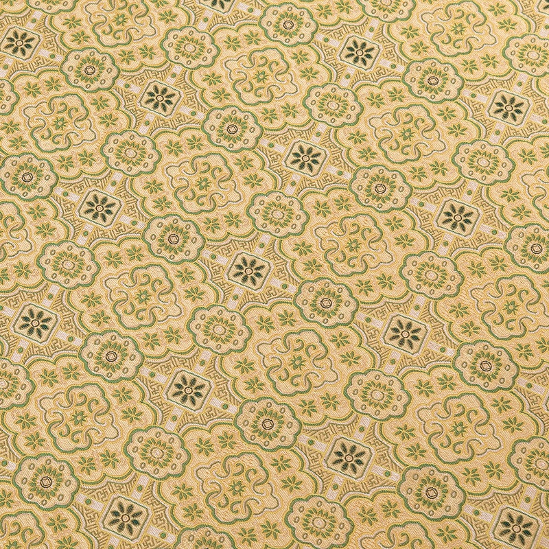 Floral Silk Brocade Fabric: 59"W Blue Chinese Costume Upholstery