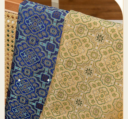 Floral Silk Brocade Fabric: 59"W Blue Chinese Costume Upholstery