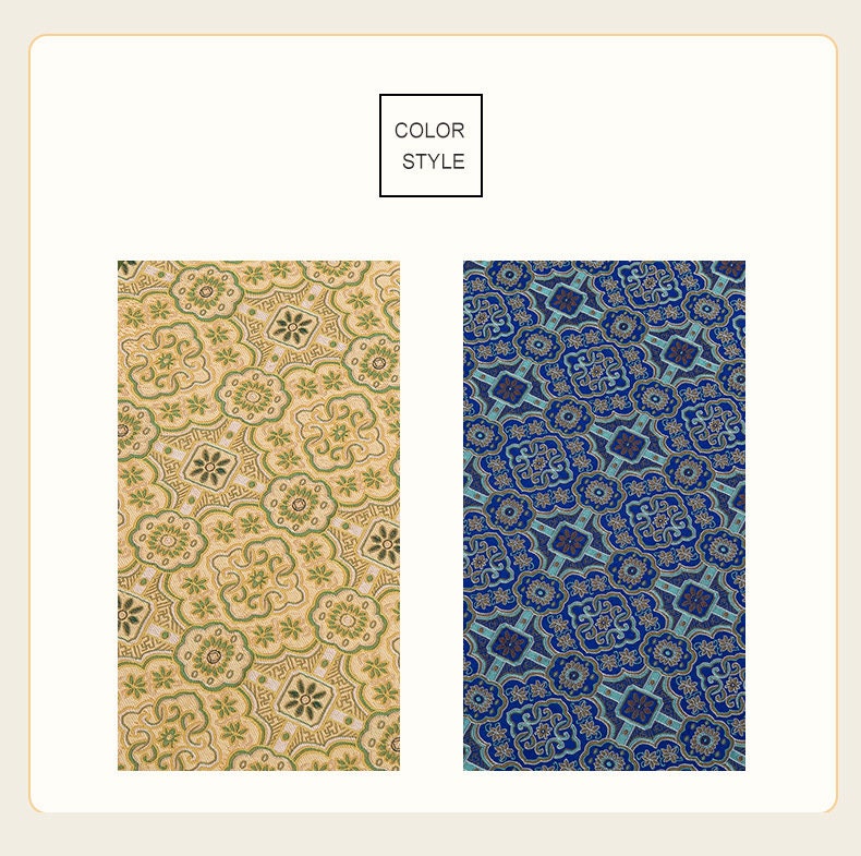 Floral Silk Brocade Fabric: 59"W Blue Chinese Costume Upholstery