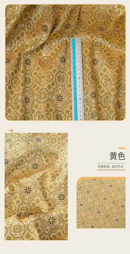 Floral Silk Brocade Fabric: 59"W Blue Chinese Costume Upholstery