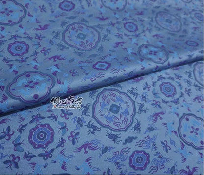 Zen Flower Brocade Fabric: Blue Purple Song Brocade, 58" Wide
