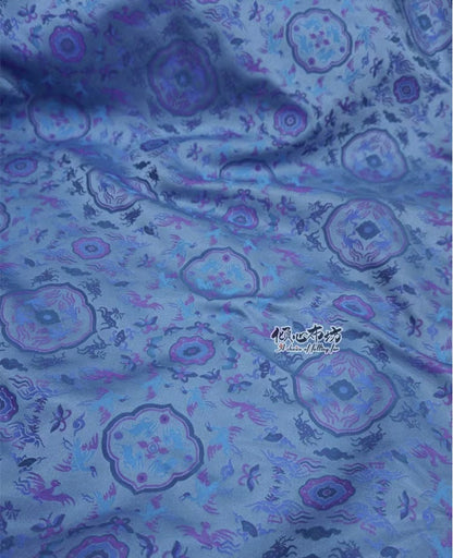 Zen Flower Brocade Fabric: Blue Purple Song Brocade, 58" Wide