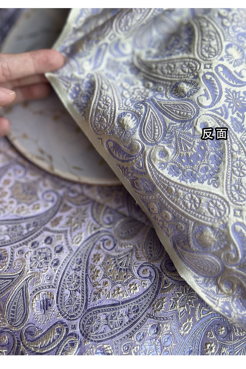 Lilac Floral Brocade Fabric: Cheongsam Qipao Sewing Material (29.5"W)