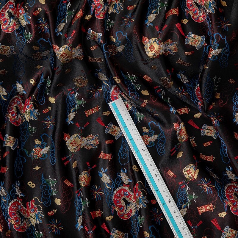 Dragon Brocade Fabric: 59"W Chinese Silk Rayon Blend