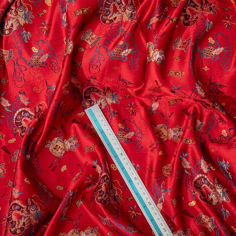 Dragon Brocade Fabric: 59"W Chinese Silk Rayon Blend