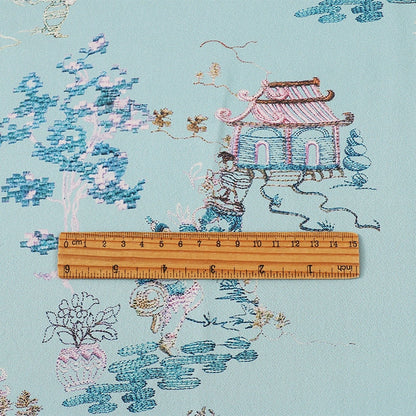 Silk Damask Fabric: Digital Print, 59"W Satin Gambiered Canton Gauze