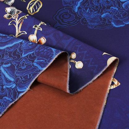 Bird Print Tea Silk Satin Fabric - 59"W Floral Upholstery